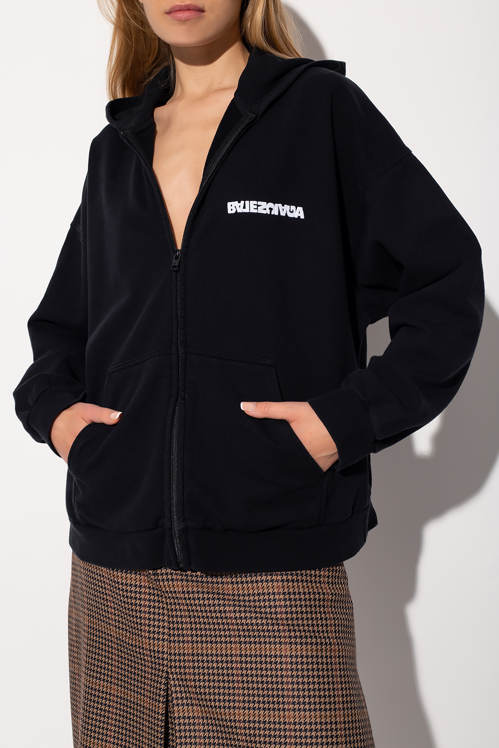 Balenciaga Logo-embroidered Marinbl hoodie