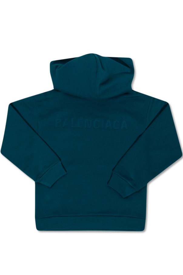 Balenciaga Kids Logo-embroidered ruffle-trimmedcla hoodie