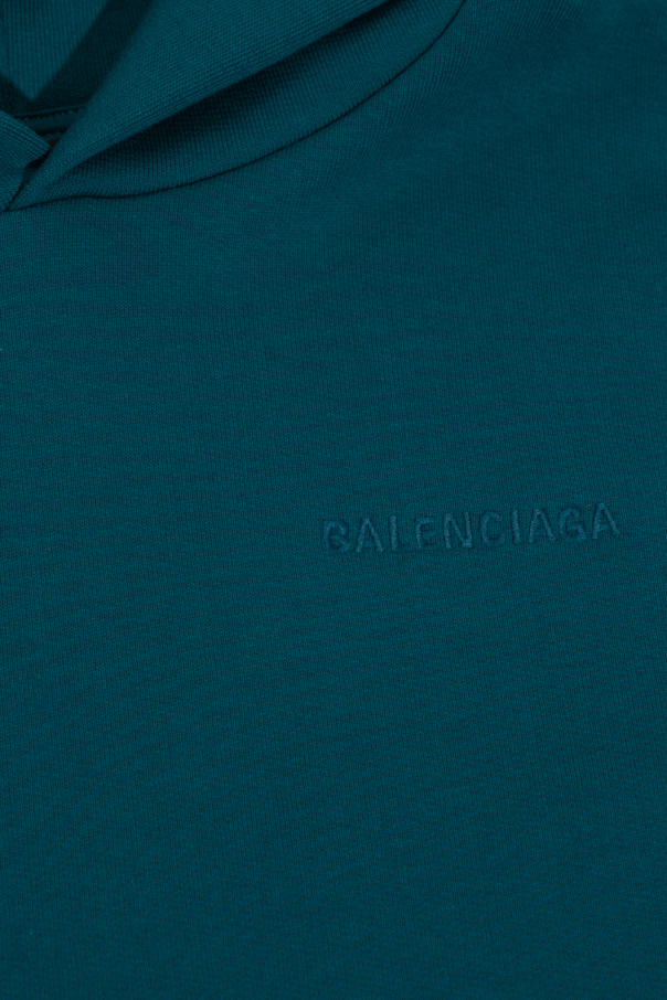 Balenciaga Kids Logo-embroidered ruffle-trimmedcla hoodie