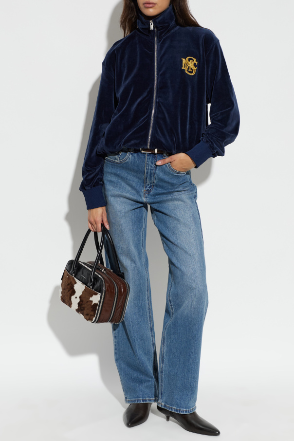 Stella McCartney Samtbluse mit Stehkragen