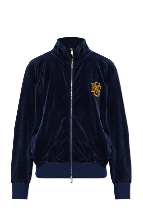 Velvet sweatshirt with a stand-up collar
