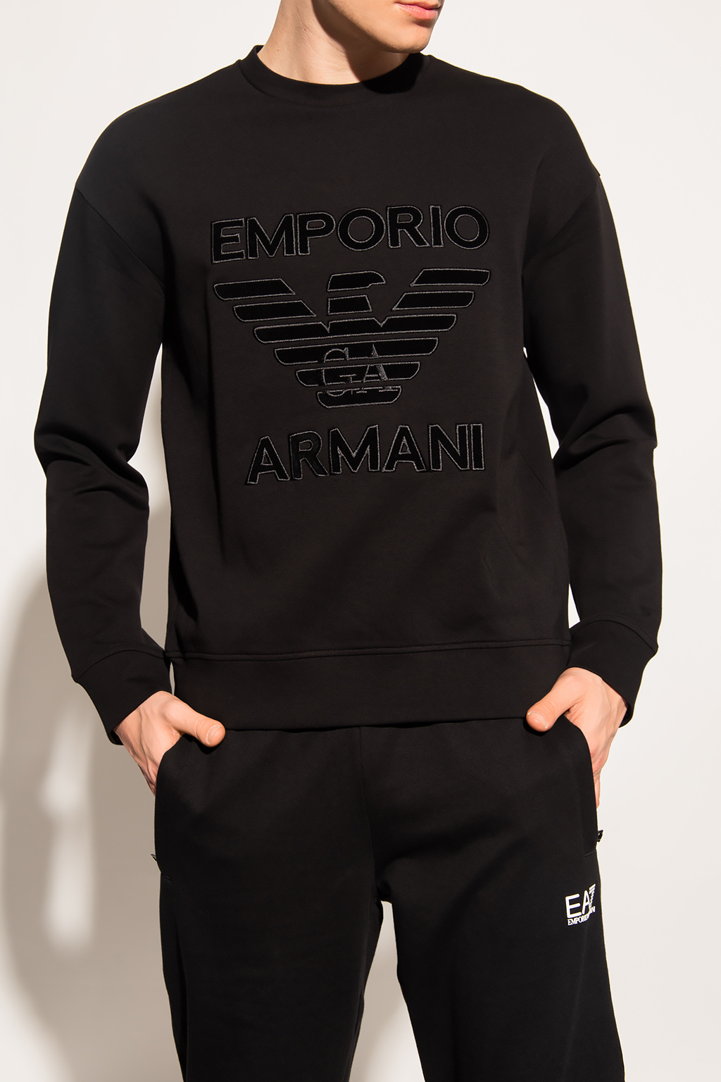 Emporio Armani Emporio Armani Kids Baby Boyswhite And Blue Cotton Suit With Logo