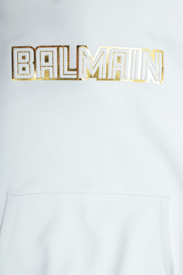 Balmain Kids Balmain Kids TEEN cropped glitter logo T-shirt