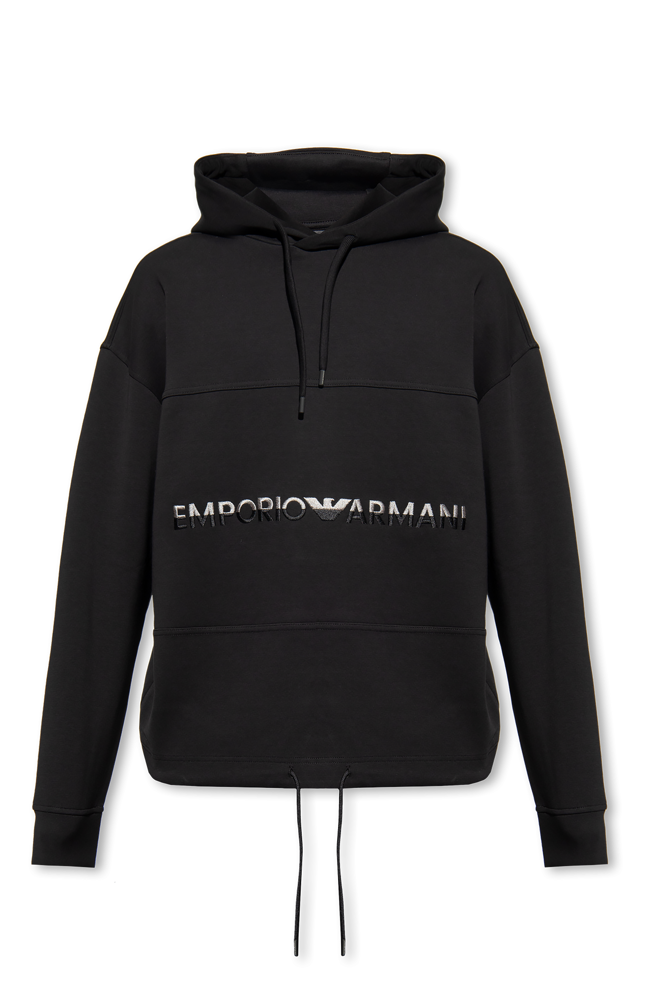 Black Logo-embroidered hoodie Emporio Armani - Vitkac GB