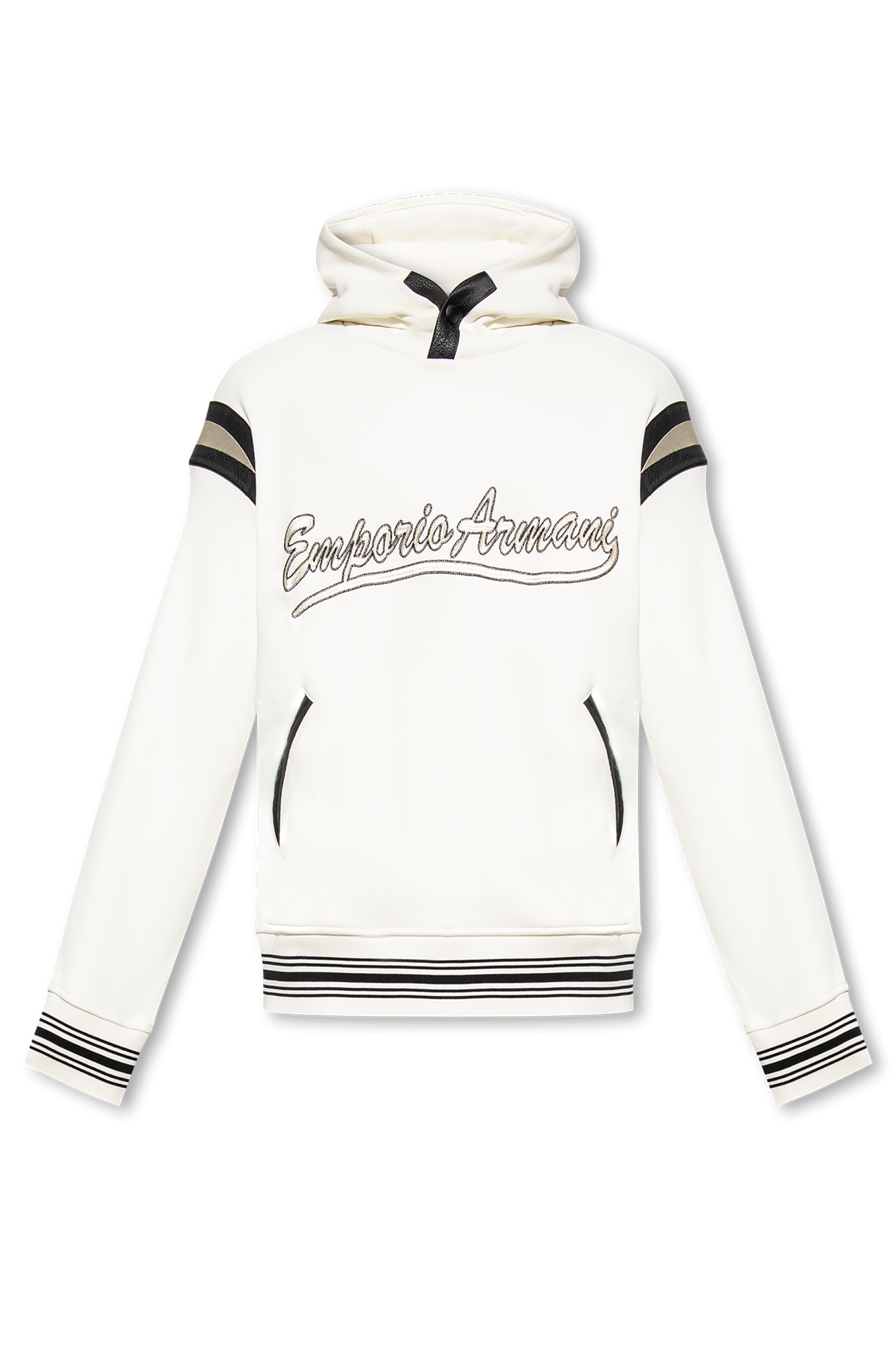 Cream Logo-embroidered hoodie Emporio Armani - Vitkac Germany