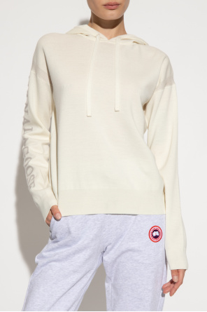 Canada Goose logo patch rib-trimmed hoodie Essentials Bianco
