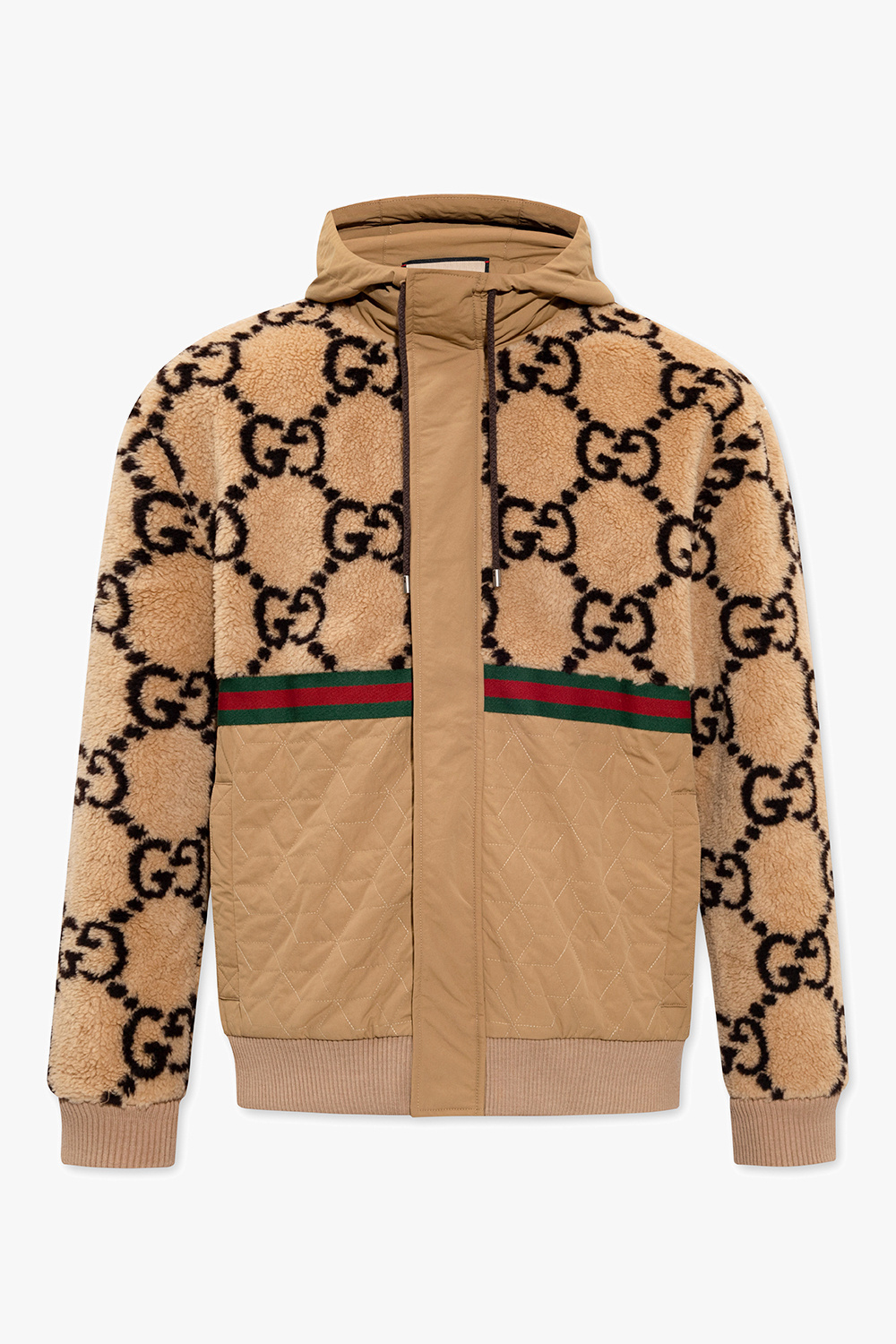 Gucci GG Jacquard Tape Sleeve Down Jacket Black for Men