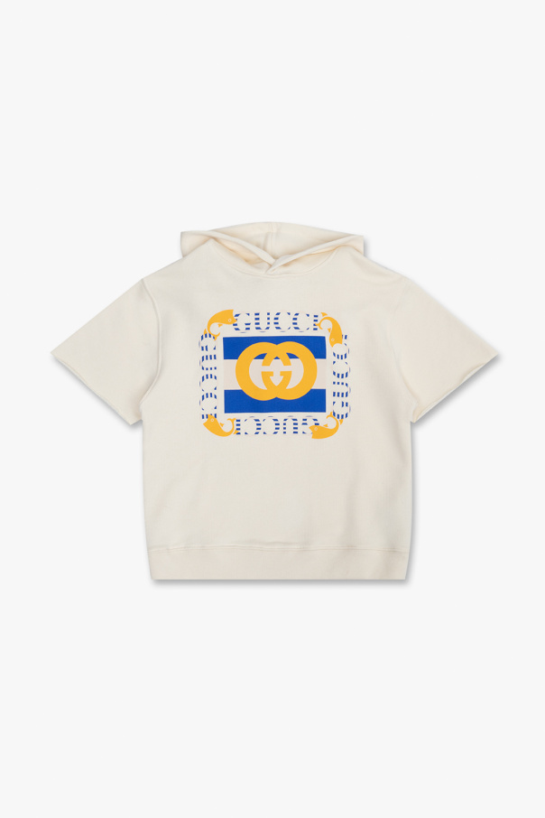 gucci zipped Kids Hoodie with short logo-plaque