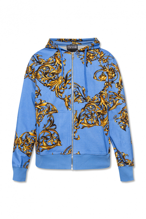 feather-trim shirt dress Blau Hoodie with ‘Garland’ motif