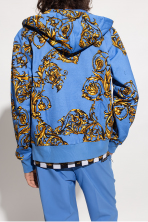 feather-trim shirt dress Blau Hoodie with ‘Garland’ motif