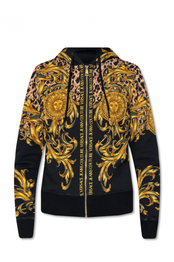 GUCCI DENIM JACKET WITH JUMBO GG PATTERN hoodie printed with ‘Garland Sun’ motif