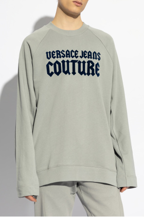 Versace Jeans Couture Bluza z logo o aksamitnym wykończeniu