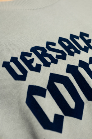 Versace Jeans Couture Bluza z logo o aksamitnym wykończeniu