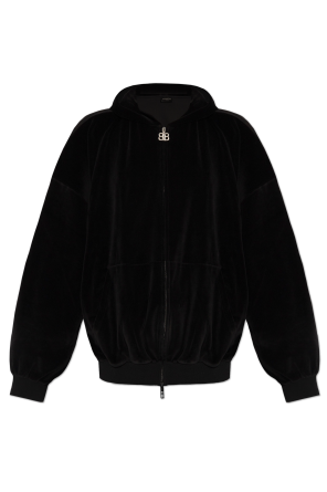 Velour hoodie with logo od Balenciaga