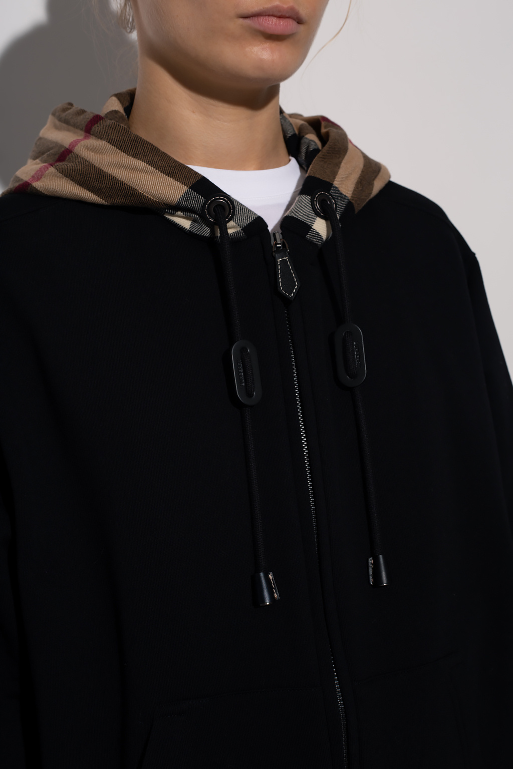IetpShops VC - Burberry Icon stripe detail wool cape - Checked hoodie  Burberry
