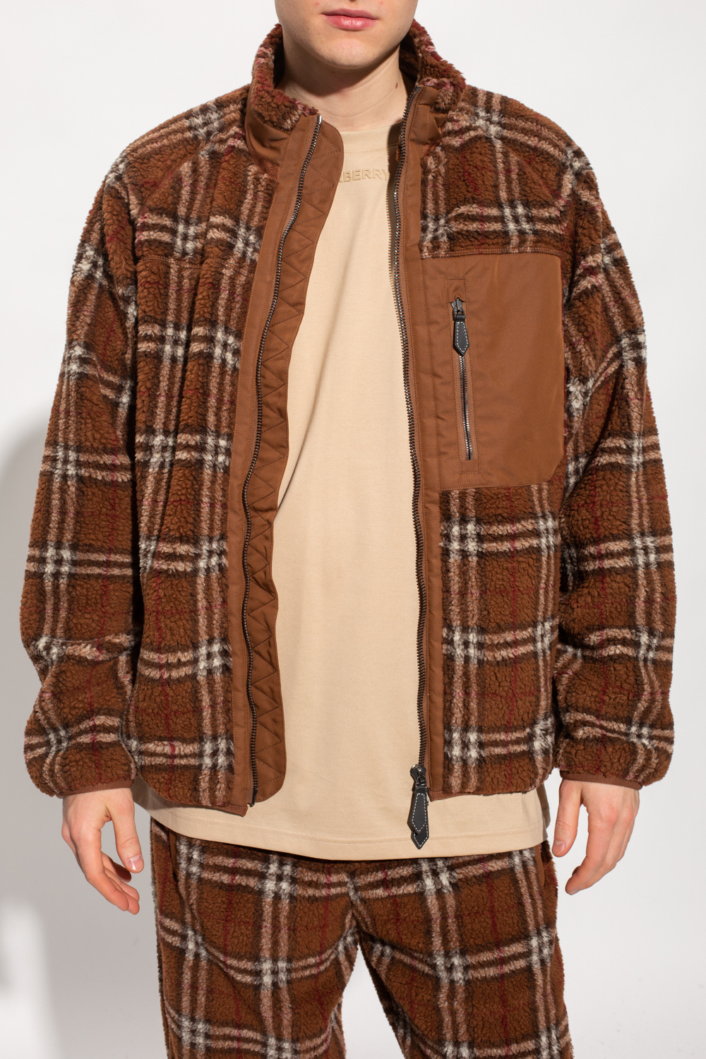 burberry sunglasses Fleece jacket with ‘Vintage’ check