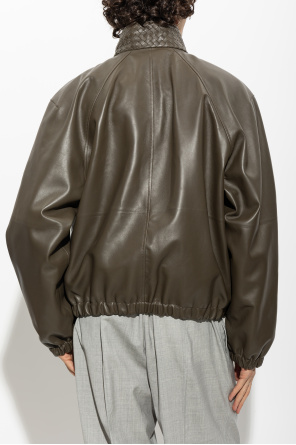 Bottega Veneta Chaqueta de cuero con cuello mao