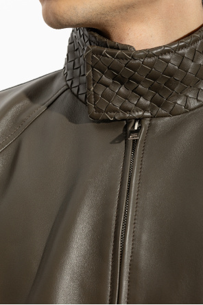 Bottega Veneta Chaqueta de cuero con cuello mao