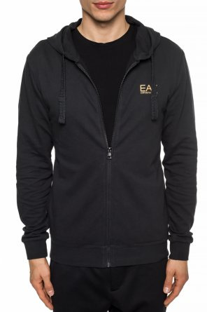 EA7 Emporio monogam-trim Armani Logo-printed hoodie