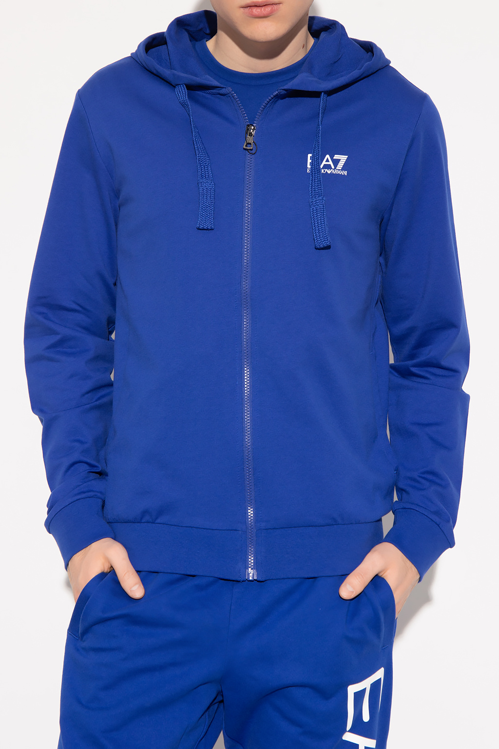 EA7 Emporio armani leather Zip-up hoodie