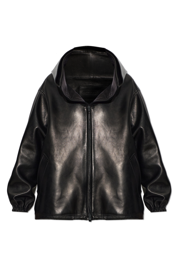 Leather jacket with hood od Balenciaga