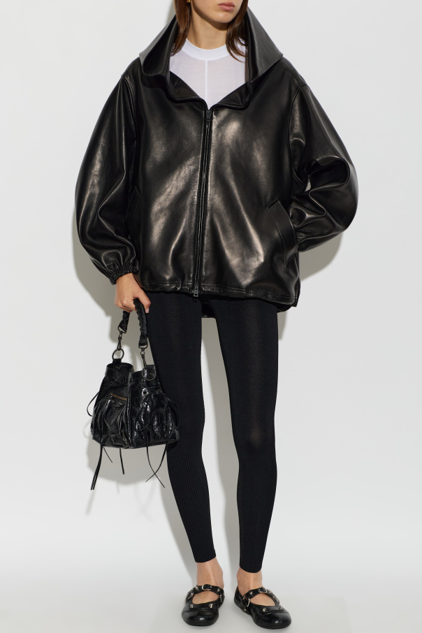 Balenciaga Kožená bunda s kapucňou