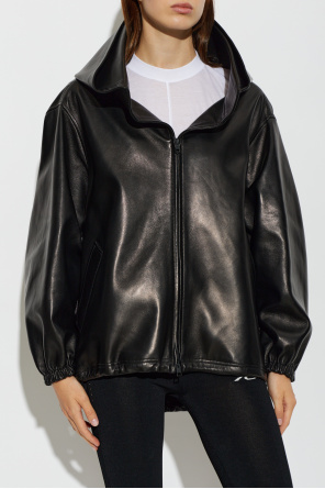 Balenciaga Kožená bunda s kapucňou