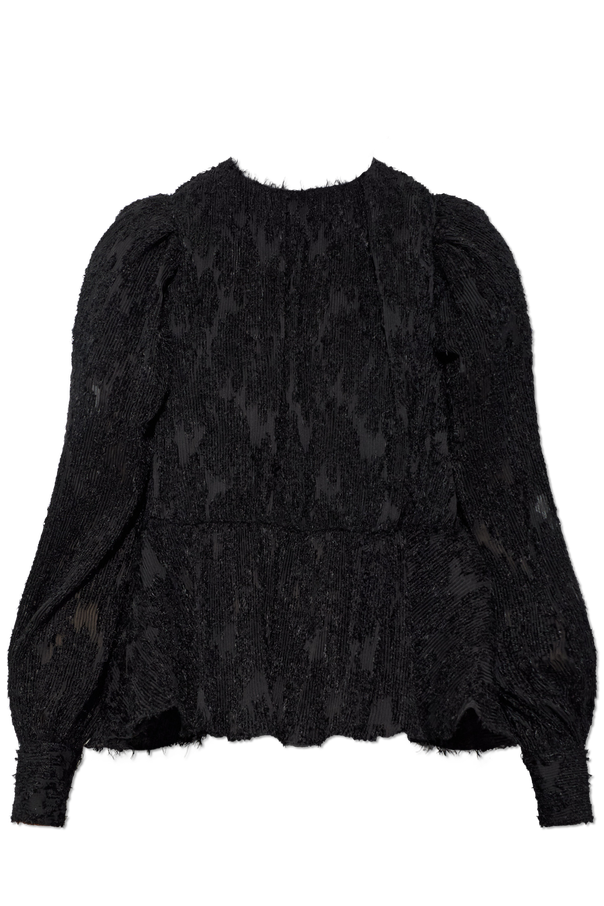 Pleated blouse with puff sleeves od Ganni