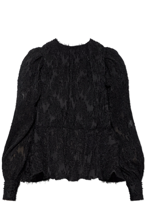 Blusa plisada con mangas abullonadas