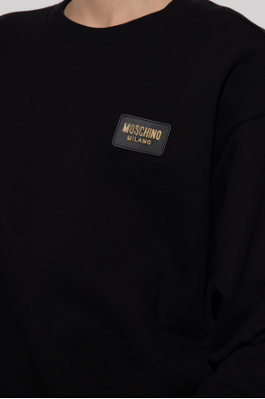 Moschino Weißer Hoodie aus Baumwolle mit Logo aus der