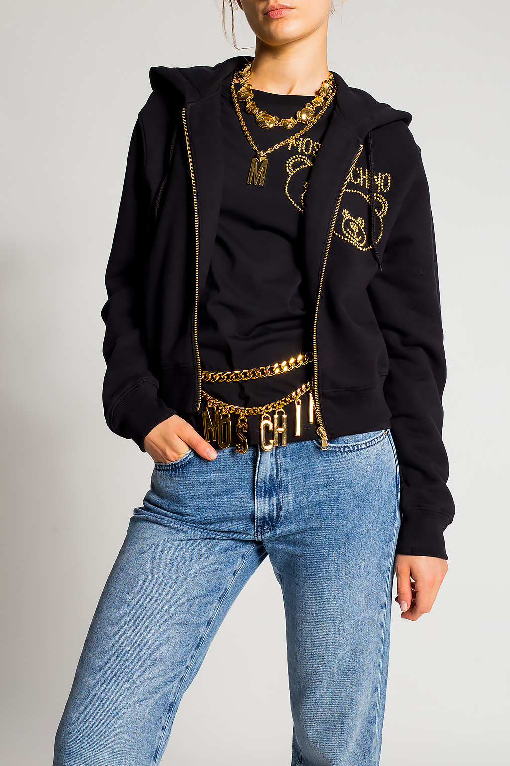 Moschino embroidered floral long-sleeve Back hoodie