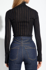 Alaïa Ribbed top with standing collar