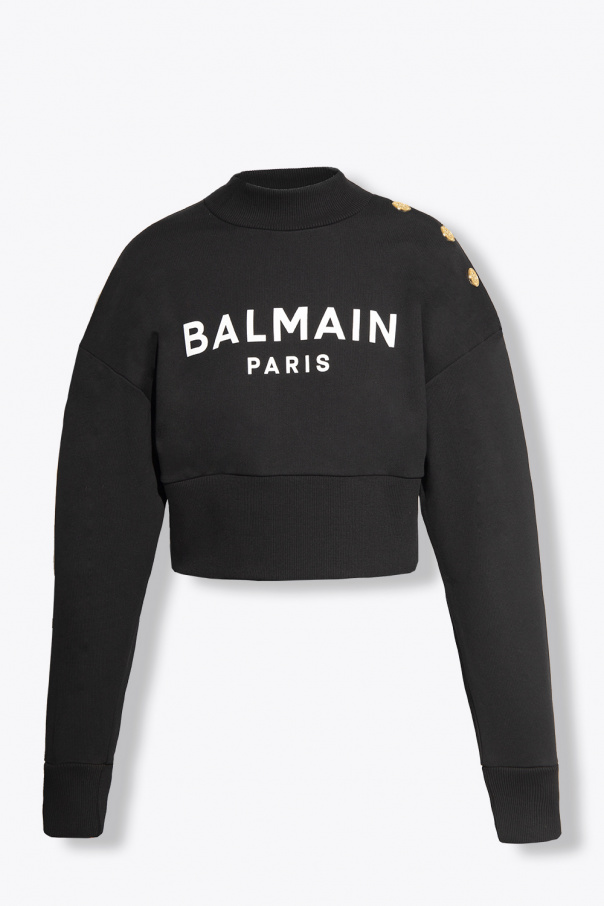balmain embossed logo zipped hoodie item od Balmain