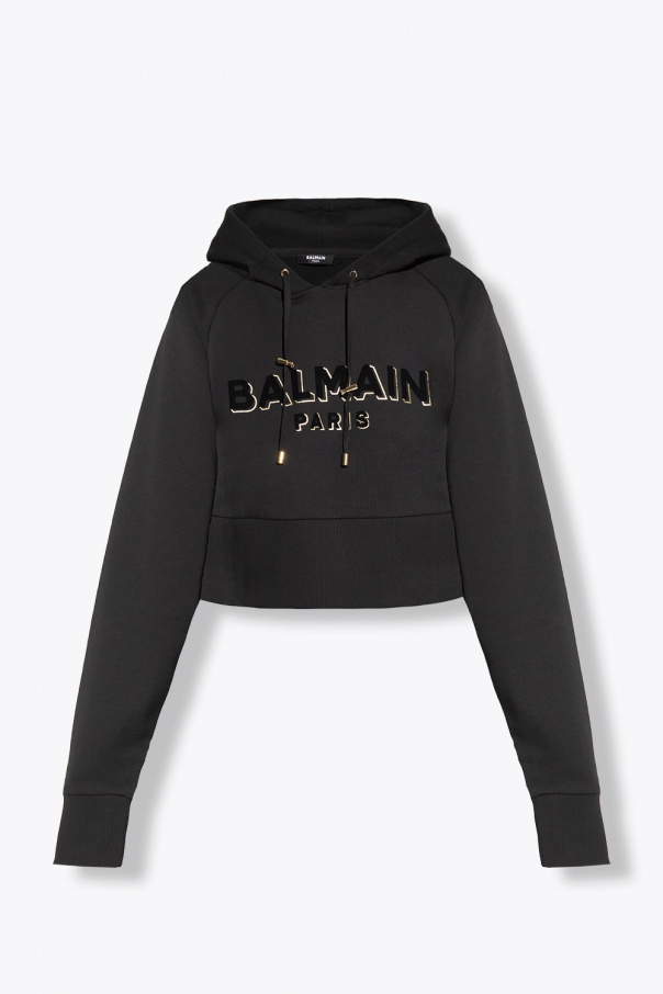 Balmain Cropped hoodie with White