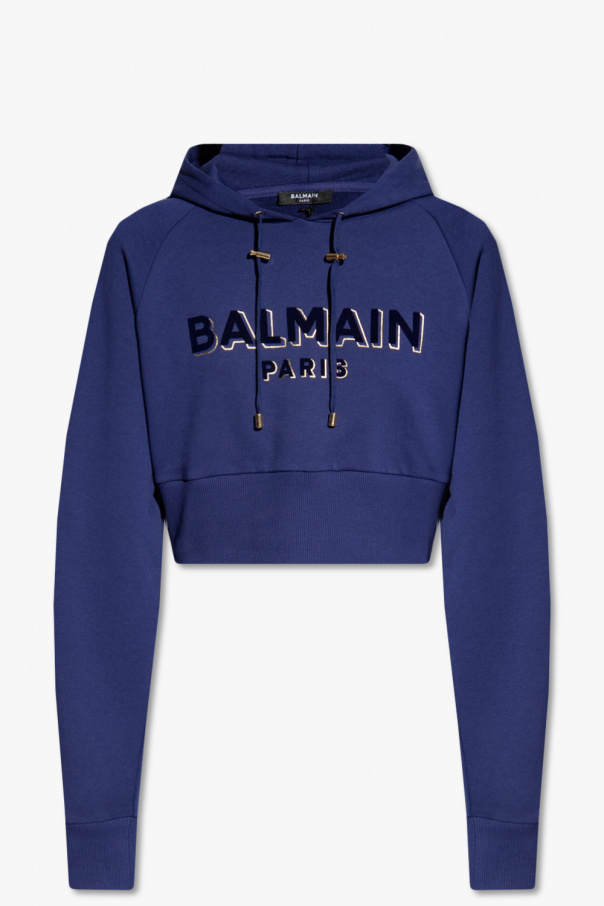 Balmain Cropped hoodie with logo