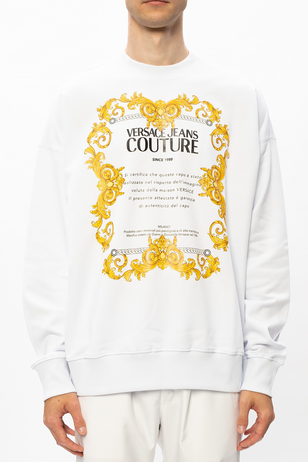 Details about   Versace Jeans Couture Logo Embroidered Sweater In White 