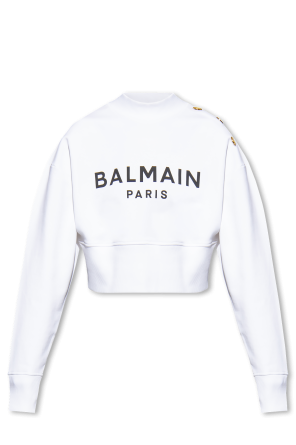 BALMAIN Ribbed Double Jersey Monogram Sweatpants in Grey