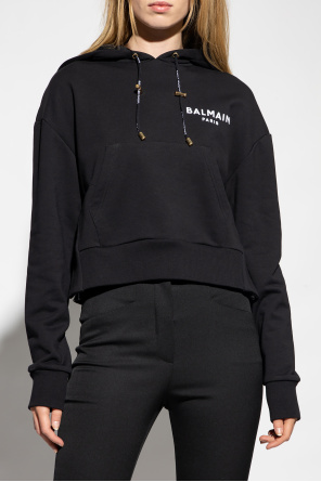 Balmain Cropped hoodie with logo