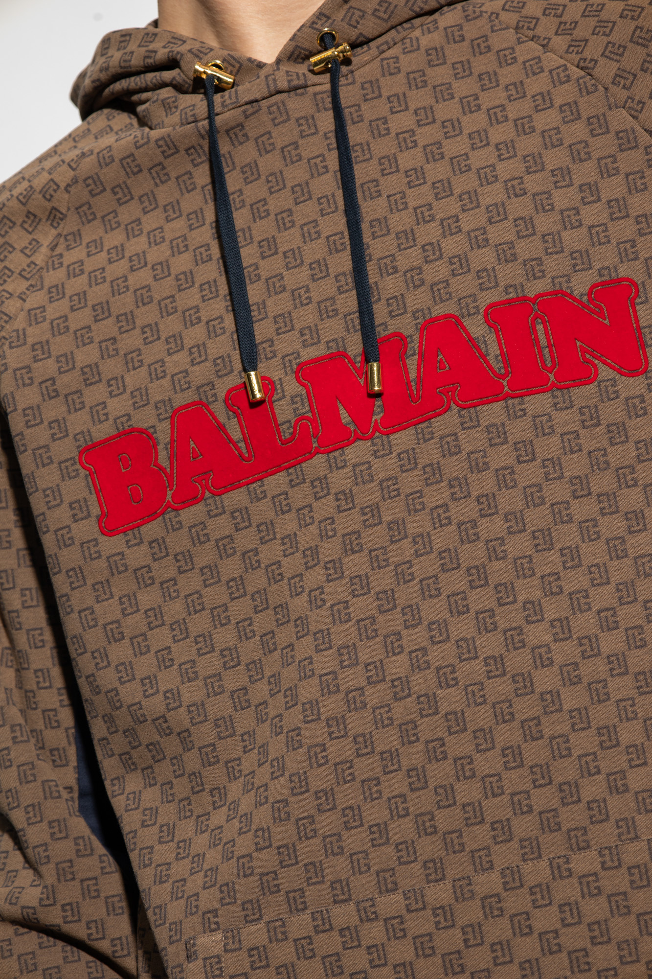Balmain Monogram Hoodie in Brown