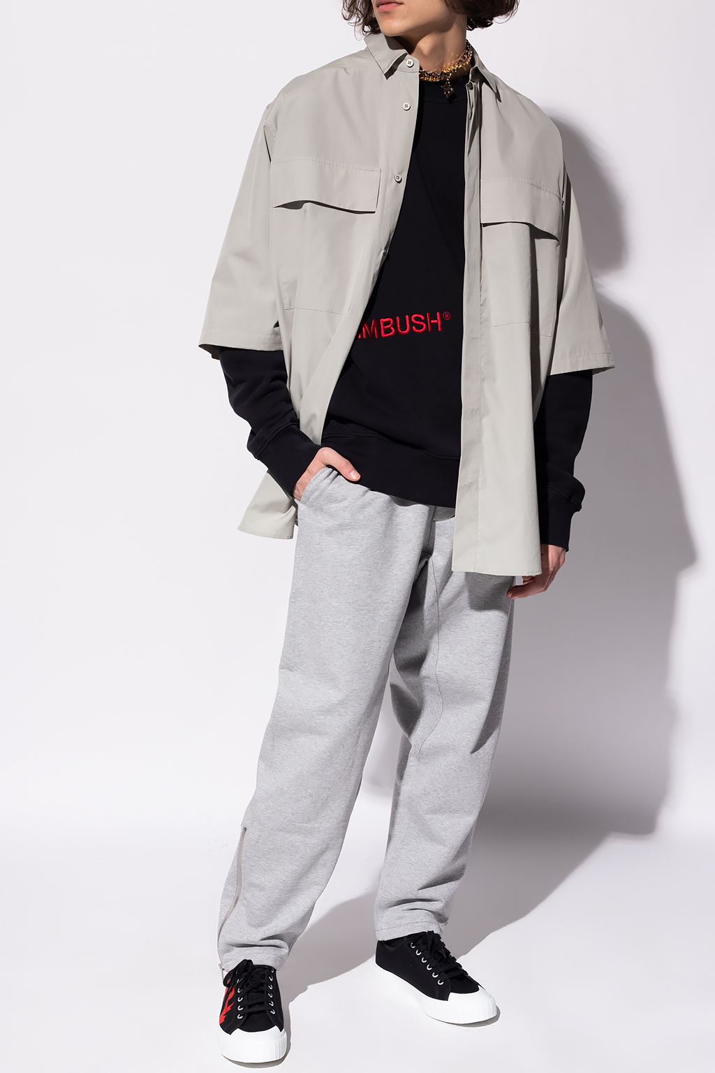 Ambush graphic-print long-sleeve hoodie Bianco