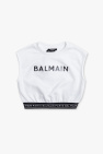 Balmain V-NECK Kids logo embroidered hoodie