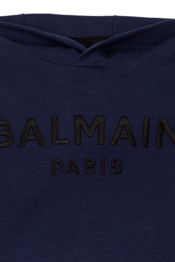Balmain Kids logo-print virgin wool waistcoat - Black