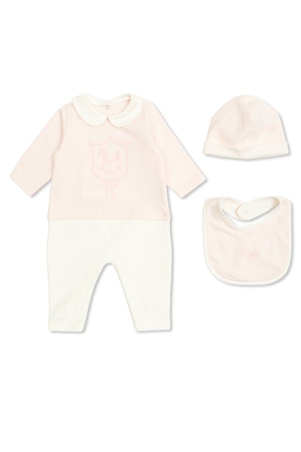 Set: sleepsuit, hat and bib od Fendi Kids