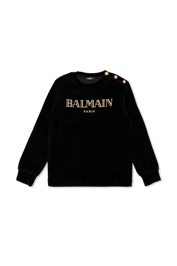 Balmain Kids Velvet sweatshirt with logo