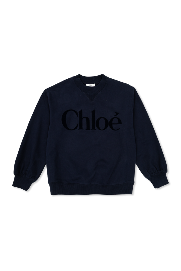 Sweatshirt with a logo and a velvety finish od Chloé Kids