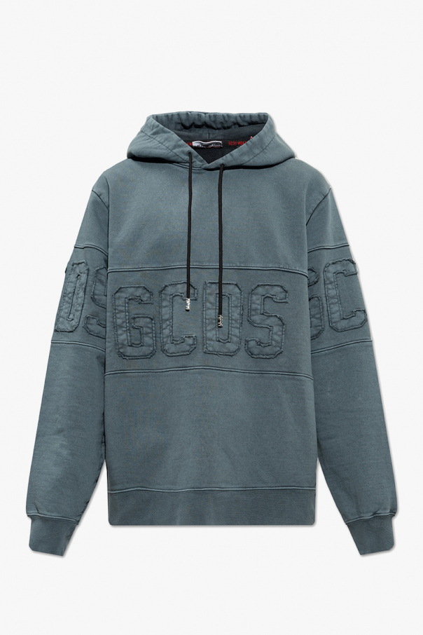 Gcds logo-patch jersey cotton hoodie - Grey