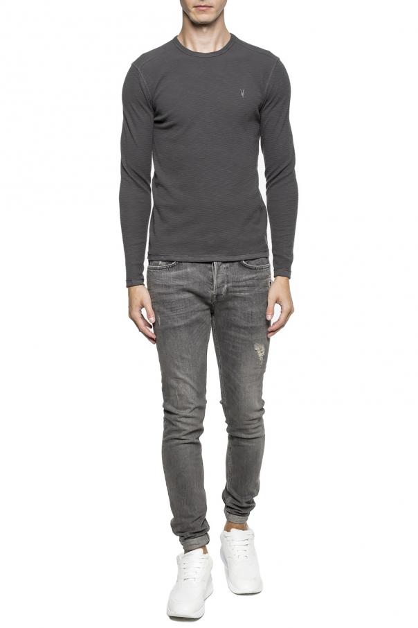 AllSaints Ramskull-embroidered Crewneck Cotton-jersey Jumper in