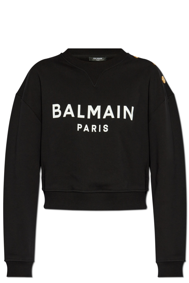 Cropped sweatshirt with printed logo od Balmain