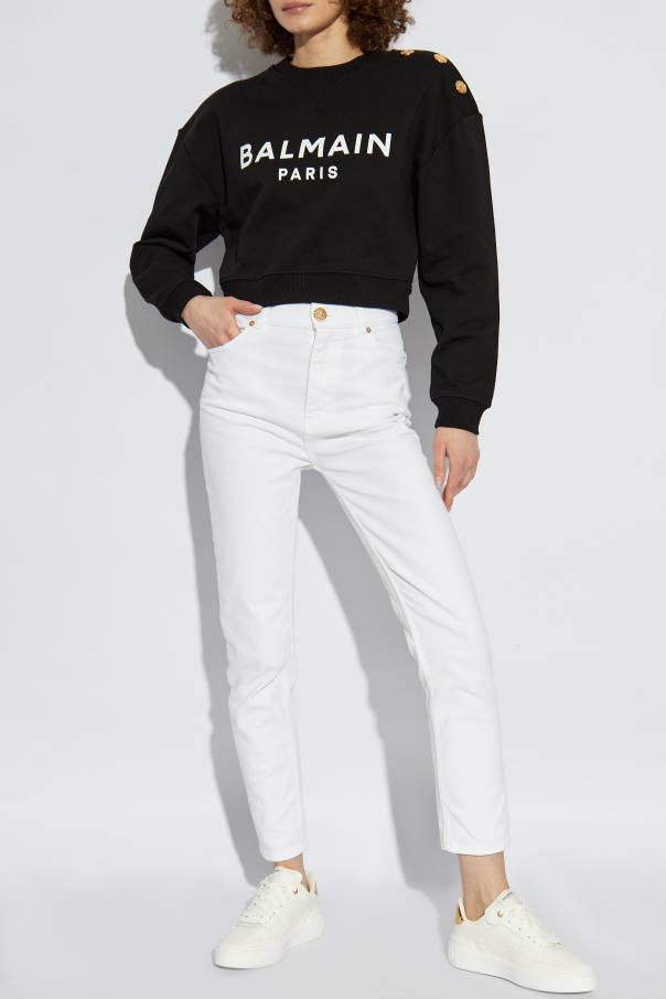 Balmain Kurzes Sweatshirt mit aufgedrucktem Logo