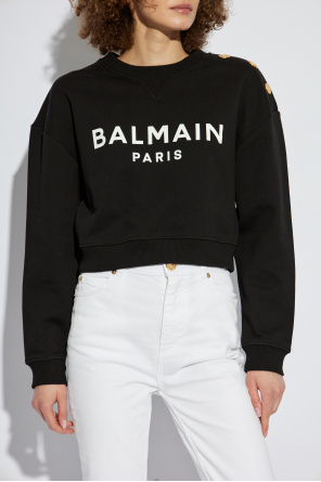 Balmain Kurzes Sweatshirt mit aufgedrucktem Logo